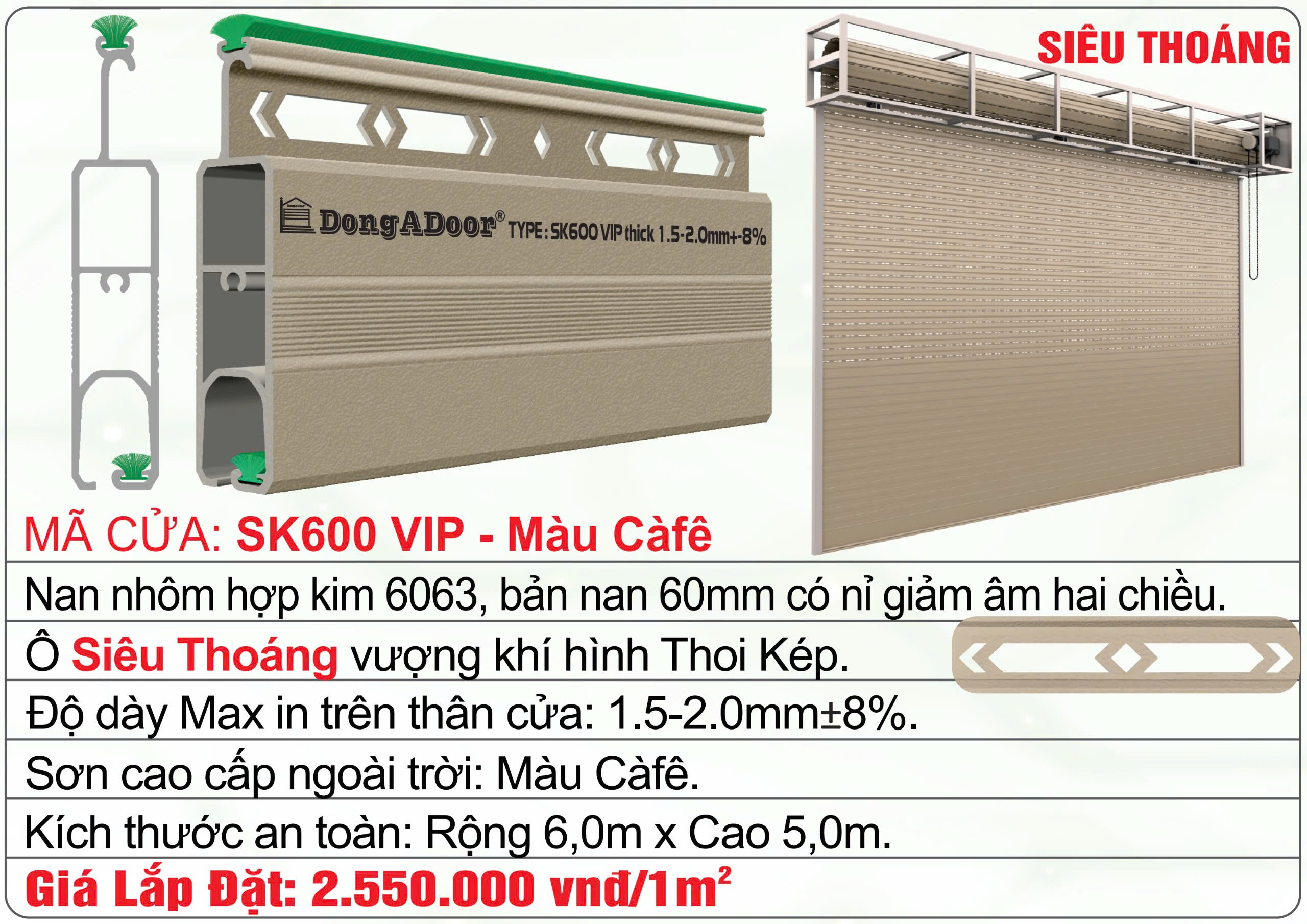 CỬA CUỐN KHE THOÁNG SK600 VIP - SIÊU THOÁNG