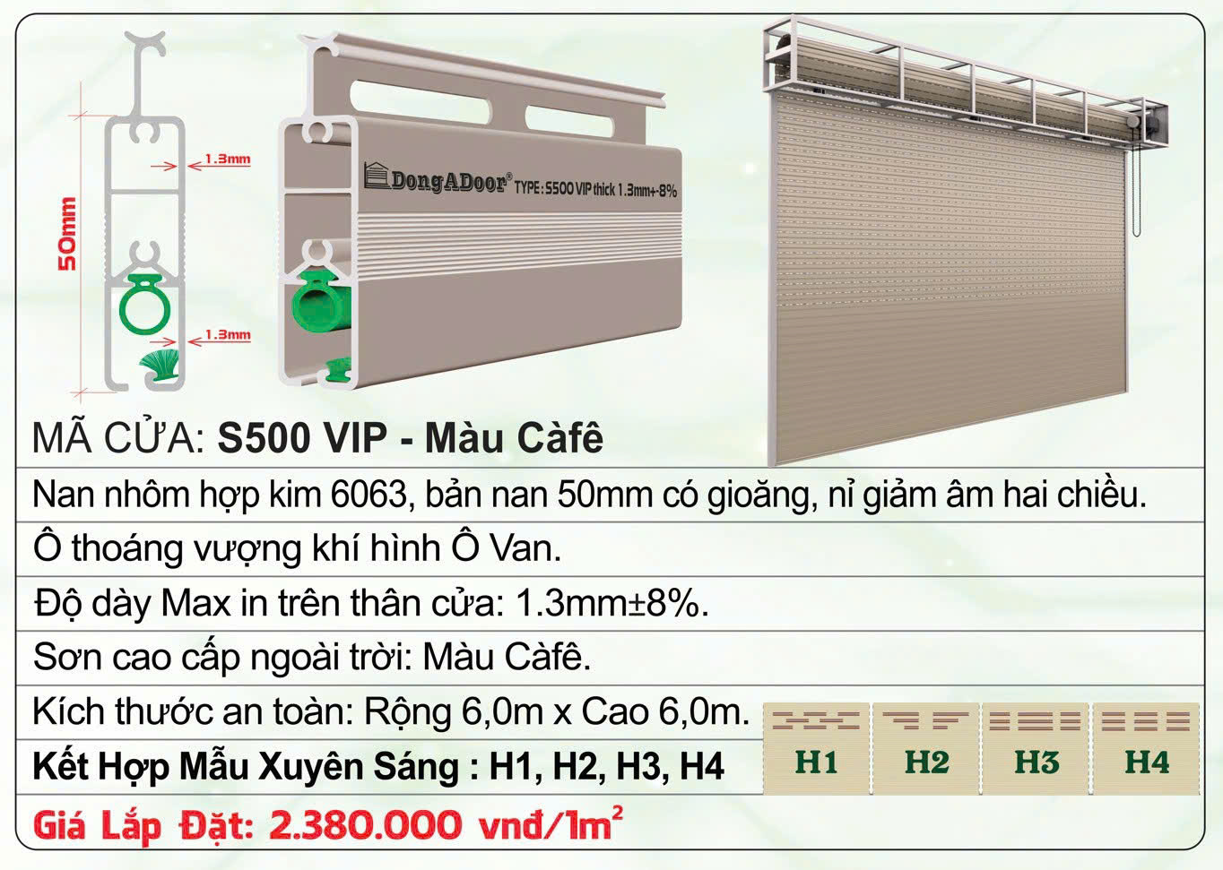 CỬA CUỐN KHE THOÁNG S500 VIP 