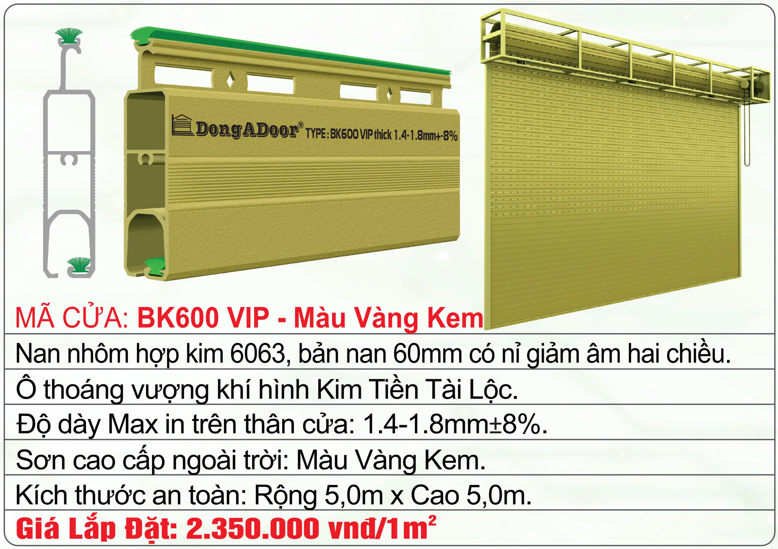 CỬA CUỐN KHE THOÁNG BK600 VIP 