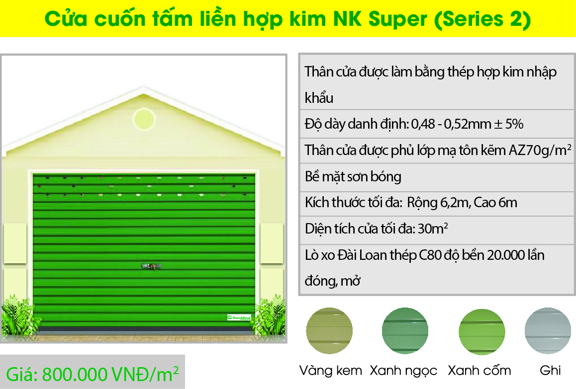 Cửa tấm liền hợp kim NK Super (Series 2)